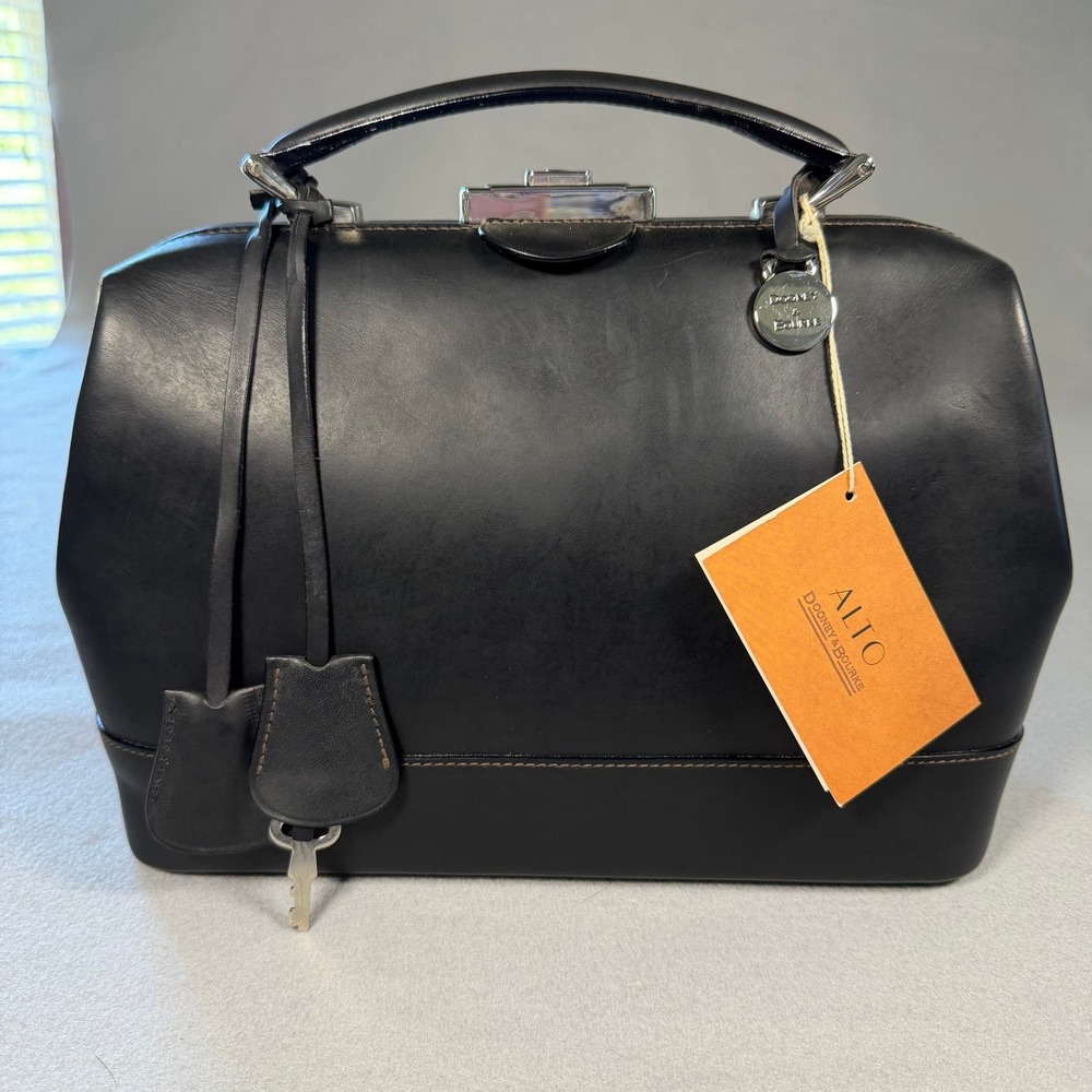 Dooney & Bourke Alto Black Leather Doctor Satchel Bag MB35 BL Made in Italy